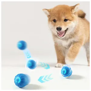 Bola tenis silikon peliharaan, mainan anjing otomatis bola tenis memantul dengan fitur berguling aktif bola karet ramah lingkungan untuk anjing