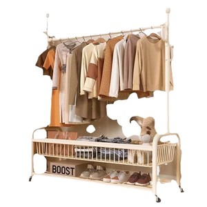<b>Clothes</b> Rack Stainless Steel Rectangle Standing Type Portable Bedroom Clothing Organizer With Storage Shelf For Dresses - Product Image 3