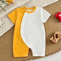 Romper Bayi KAIXINTIANGUO 100% Katun Ramah Lingkungan, Bernapas, Unisex, Lengan Pendek, Kancing Tekan, Baju Tidur Musim Panas Kasual