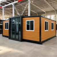 Maison préfabriquée modulaire à double aile extensible et pliable pour camping en plein air, maisonnette pour séjour de vacances