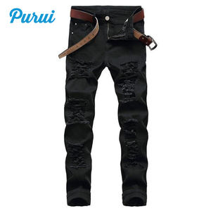 <span class=keywords><strong>Jeans</strong></span> strappati strappati strappati da <span class=keywords><strong>uomo</strong></span> <span class=keywords><strong>Jeans</strong></span> Slim dritti in cotone bianco per <span class=keywords><strong>uomo</strong></span> - Product Image 5