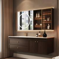 Ensemble de meuble-lavabo de salle de bain moderne de luxe en contreplaqué noir, 30 pouces, avec lavabo