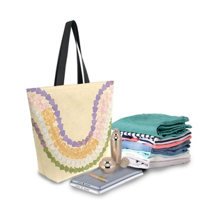 Aloha Collection Leis Print Eco-Friendly Reusable Shopping Grocery Bag Custom Design Crown Flower Hawaiian <b>Canvas</b> <b>Tote</b> Bag - Product Image 2