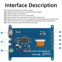 LCD TFT layar sentuh, 5 inci Raspberry Pi 4 kapasitif HD kompatibel untuk Orange Pi 5 Plus 3B RPI 4B 3B + PC Windows