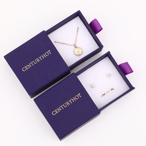 Custom Logo Sliding Jewelry Packaging <b>Box</b> Dark Purple Paper Jewelry <b>Box</b> for Necklace <b>Earrings</b> Handmade Gift <b>Box</b> 6x6cm - Product Image 1