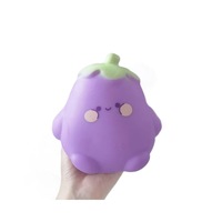 Hot verkopende grappige squishy aubergine knijp speelgoed schattige fruit groente dieren knijp fidget sensorische stress verlichtende speelgoed