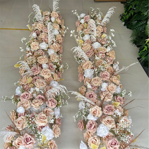 Runner <span class=keywords><strong>da</strong></span> <span class=keywords><strong>Tavolo</strong></span> con Rose Bianche Artificiali FL-070, Decorazione a Cascata in Seta per Matrimoni ed Eventi - Product Image 6