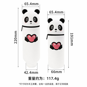 กล่องดินสอซิลิโคนแพนด้าพร้อมซิปอุปกรณ์สำนักงานโรงเรียนที่ใส่ปากกาดีไซน์น่ารักสำหรับนักเรียน - Product Image 4