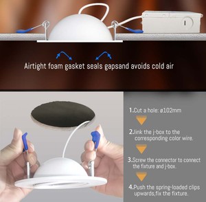 Plafonnier encastré 4 pouces 10W, downlight orientable 360° ° Rotatif à 90° ° Tilt IC Airtight Triac Dimmable ETL 2700K 5000K - Product Image 1