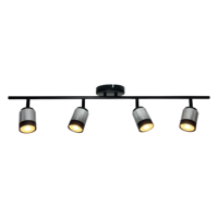 Ampoule LED GU10 à 4 lumières à rail fixe pour suspension d'intérieur Nickel brossé Finition noire pour lustres décoratifs et lampes suspendues
