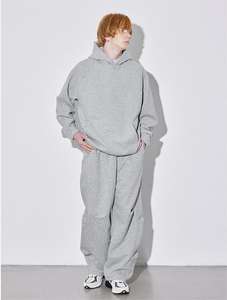 Pantalons de jogging décontractés pour hommes, coupe ample, teint en pièce, en laine, taille élastique, taille mi-haute, jambe droite ouverte, 320 g - Product Image 3