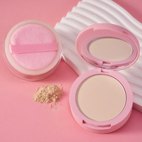 Marque privée Personnalisation 2 en 1 Poudre pressée Poudre compacte en gros Poudre libre Maquillage Fix Maquillage