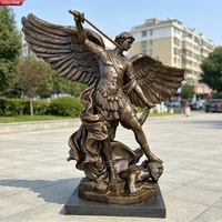 Estatua YOUFINE de San Miguel Arcángel en Bronce, Tamaño Real, Escultura para Decoración de Iglesias y Cementerios