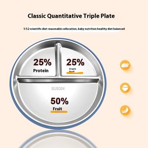 Plato de cena de acero inoxidable 304 de grado alimenticio para niños, plato de silicona para bebés, cuenco de succión, Apto para lavavajillas, <span class=keywords><strong>vajilla</strong></span> para bebés - Product Image 5