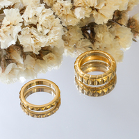 High End 18 Karat vergoldet Vintage Gear Form Croissant Ringe Edelstahl Schmuck Trendy Fingerring Anlauf frei