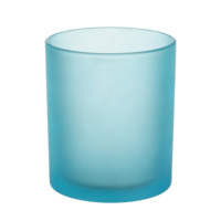 Porte-bougie parfumé coloré avec base en verre givré, adapté aux bougies de forme ronde, livré avec un couvercle