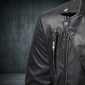 Veste d'hiver unisexe tendance 2026 style urbain, personnalisable OEM, en cuir de vache véritable, col montant, patchwork - Product Image 3