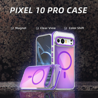 Étui de téléphone magnétique Google Pixel 10 Pro XL avec anneau, en TPU + acrylique, haute transparence, effet caméléon, anti-chute, fabriqué en Chine