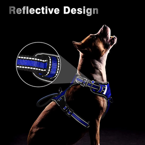 サイドリング付きの引っ張らない犬用ハーネス、トレーニング、ウォーキング、ランニング用の耐久性のあるソフトパッド入りハンドル付き反射ペットハーネス - Product Image 5