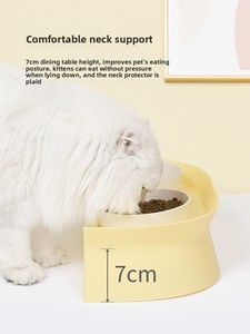Gamelle surélevée double en <span class=keywords><strong>porcelaine</strong></span> pour chaton et chiot, inclinée, durable, de 7 cm de hauteur, spécialisée confort pour petits animaux - Product Image 2