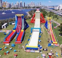 Grand toboggan aquatique gonflable pour l'aventure estivale, fabriqué en PVC de qualité commerciale durable, comprend un souffleur et des kits de réparation