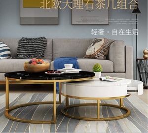 Tavolino da caffè moderno in acciaio inossidabile oro <span class=keywords><strong>bianco</strong></span> con cassetto <span class=keywords><strong>allungabile</strong></span> per mobili per la casa - Product Image 3