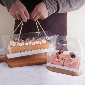 Benutzer definiertes recycelbares transparentes Haustier mit Griff Kreatives Hands eil Tragbare Western Clear Transparent Dessert Cake Box - Product Image 6