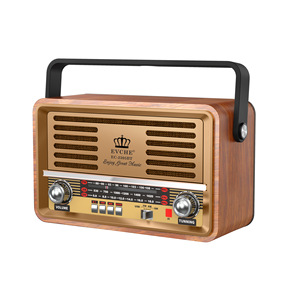 Radio Multibanda Vintage con Caja de Madera, Altavoces Dobles, Reproductor con Control Remoto, Ranura para Tarjeta BT y TF - Product Image 1