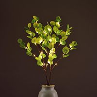 Branches d'eucalyptus éclairées 30IN 38LED avec minuterie à piles allumées brindille artificielle pour la décoration de Noël de fête de vacances