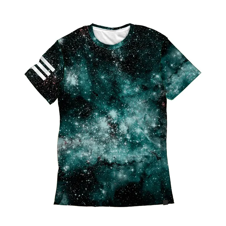 HET036 Em todo o lado imprimir céu estrelado padrão homens tshirt design personalizado 100% poliéster t camisas sublimação