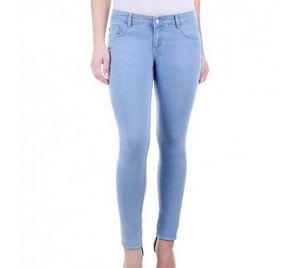 2023 gros personnalisé femmes élastique Stretch jean pantalon taille haute couleur unie 100% coton grande taille de haute qualité Denim pantalon - Product Image 4