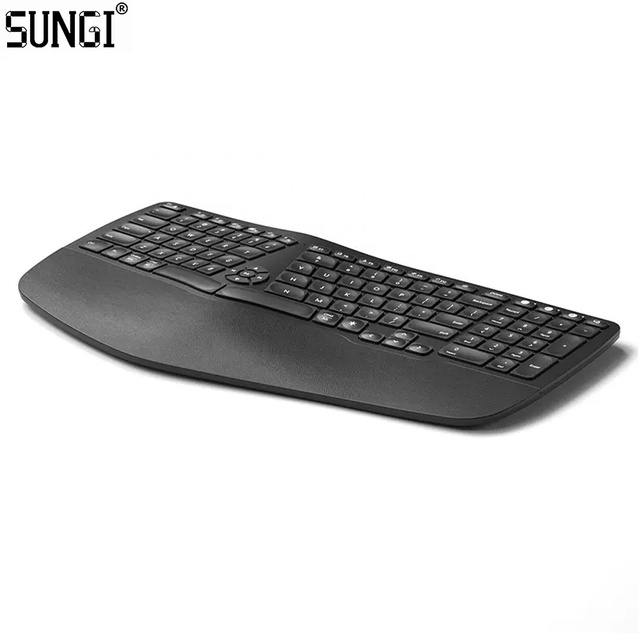 Wireless Ergonomic Keyboard Split  Keyboard with Curved Wrist Rest Built in Rechargeable Battery for Windows Mac OS