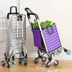 Gray Red Black Custom Logo Aluminium Alloy Shopping Trolley 6-Wheel Folding Shopping Cart - Product Image 6