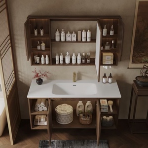 BALOM Advanced Antique Style Bathroom Cabinet Wood MDF Plywood Melamine Vanity with Smart Mirror Ready to Assemble OEM - Product Image 5