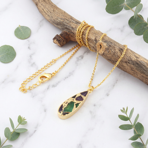 Hot Selling Mohave Mix Copper Turquoise Teardrop Pendant <b>Necklace</b> Brass 18k Gold Plated <b>Statement</b> Jewelry Cable Chain <b>Necklace</b> - Product Image 5