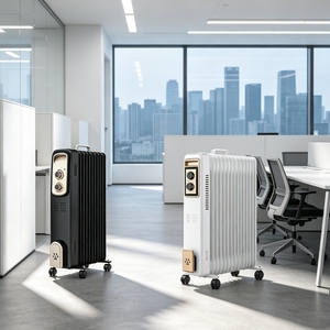 <span class=keywords><strong>Radiateur</strong></span> à huile noir vintage avec 4 canaux d'huile et protection contre la surchauffe pour chambre et salon - Product Image 4
