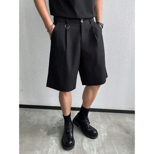 <span class=keywords><strong>Bermuda</strong></span> Estivi da Uomo Casual a Vita Alta, Anti-Piega, Tessuto Solido, Nuovi, Larghi, Gamba Dritta, Traspiranti - Product Image 1