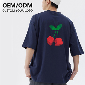 เสื้อยืดฮิปฮอปคุณภาพสูงทรงหลวมไหล่ตกสำหรับผู้ชายและผู้หญิง สกรีนโลโก้ได้ตามต้องการ แฟชั่นสตรีทแวร์ ผ้าฝ้ายเรียบ โอเวอร์ไซส์ - Product Image 1