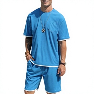 Vente en gros directe d'usine, ensemble de vêtements pour hommes, t-shirt et short baggy 2 pièces, tenue décontractée d'été, ensemble de survêtement, 100% coton, 220 GSM - Product Image 6