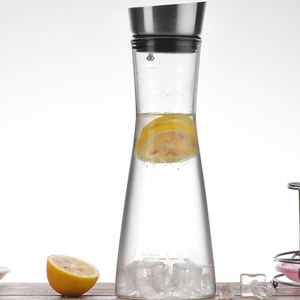 เหยือกน้ำแก้วบอโรซิลิเกตทนความร้อน พร้อมฝาปิดสแตนเลส สำหรับน้ำผลไม้และชาเย็น - Product Image 2