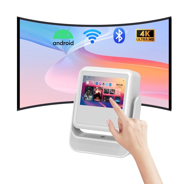 Anxin Customized 4k Touch Screen Video Projector with Pan Tilt Projector Tablet Smart Android 5G WiFi with Built in Speaker