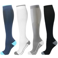 Chaussettes de compression pour hommes et femmes, respirantes, tricotées, ODM, soutien de la circulation pour la course à pied et l'usage quotidien