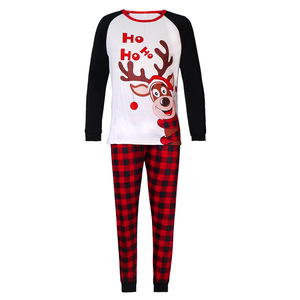 Pyjama familial à carreaux motif petit cerf, ensemble de <span class=keywords><strong>Noël</strong></span> à manches longues et col rond <span class=keywords><strong>pour</strong></span> <span class=keywords><strong>tenue</strong></span> parent-enfant estivale - Product Image 3