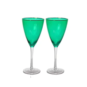 כוס יין ירוק סט כוסות יין גביע יוקרה מודרני לחתונה כוס יין אנכית