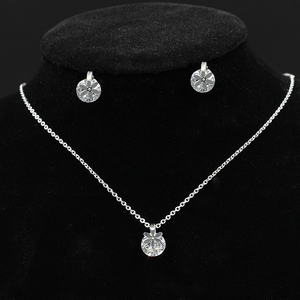 الصين مصنع OEM ODM 18K الذهب مطلي مجوهرات من صلب لا يصدأ مجموعات قطعة رائعة من الماس قلادة طقم أقراط - Product Image 5