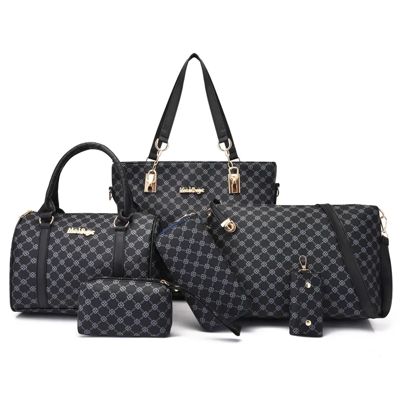 New Fashion Manufacturers Großhandel Designer billige Damen Polyester PU Leder 6-teilige Handtaschen Taschen