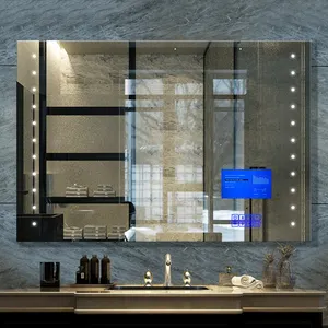 高端壁挂式安卓系统智能发光二极管镜子浴室防雾化妆智能镜子带发光二极管灯
