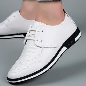 Men's <b>White</b> Leather Business Casual Shoes <b>Lace</b>-up Soft Sole Office Wear - Product Image 2