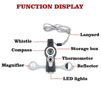Kit de survie multifonctionnel 7-en-1 pour l'extérieur avec cordon, sifflet d'urgence et lampe torche pour le camping et la randonnée