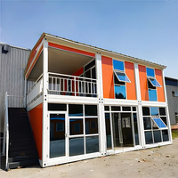 Bâtiment de bureau modulaire préfabriqué, style Mid-Century Modern, à 2 étages, détachable, respirant, avec grandes fenêtres en verre, de type maison conteneur